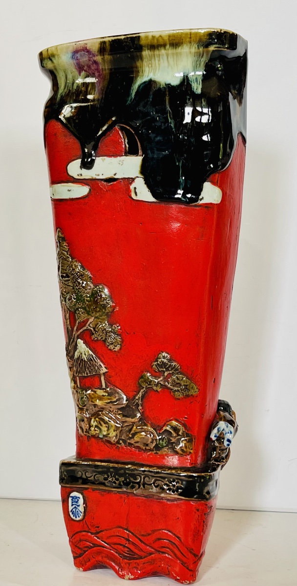 Japanese Sumida Gawa Vase Signed By Ban-ni, Meiji Period, 1900.-photo-3